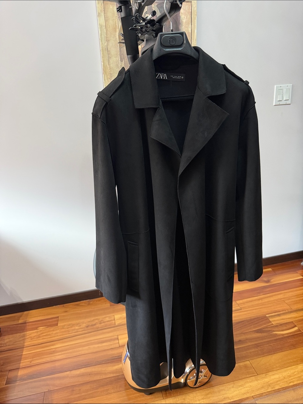 Zara Black Trench Coat with Notched Lapel